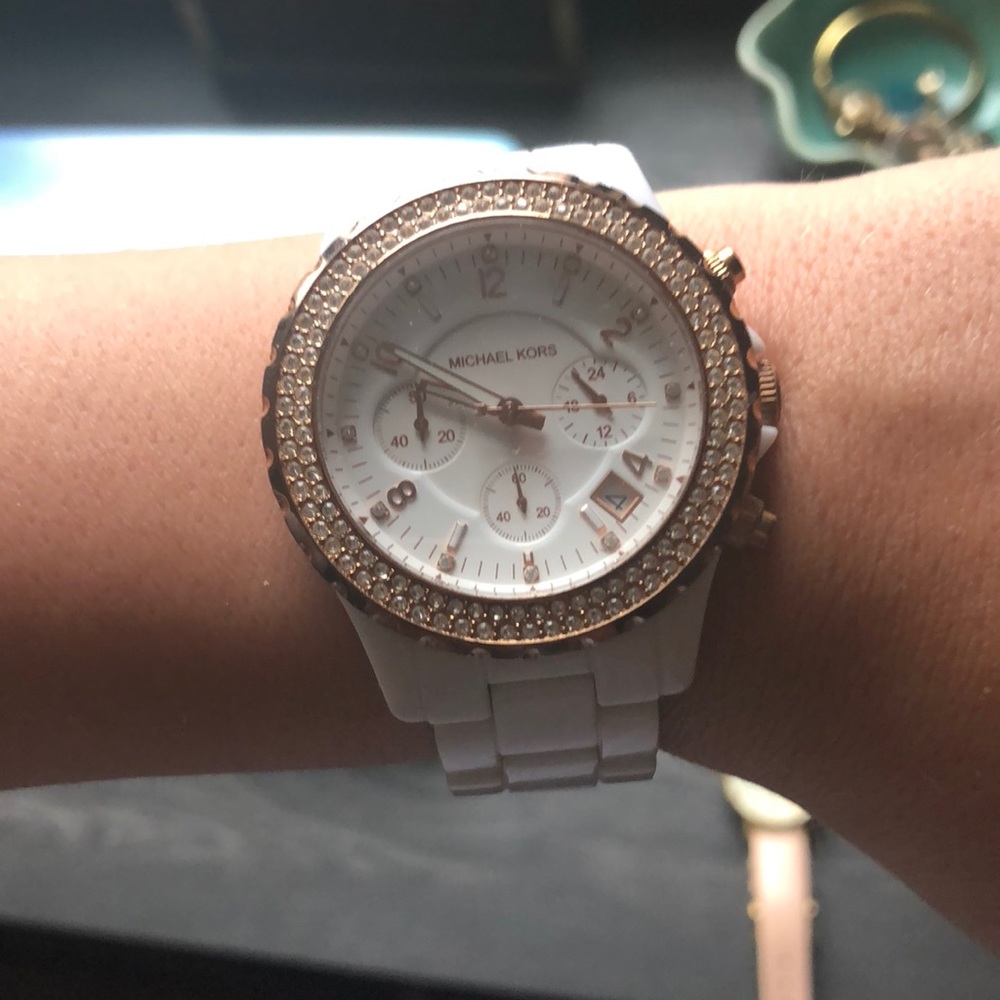 White and Rose Gold Michael Kors Watch